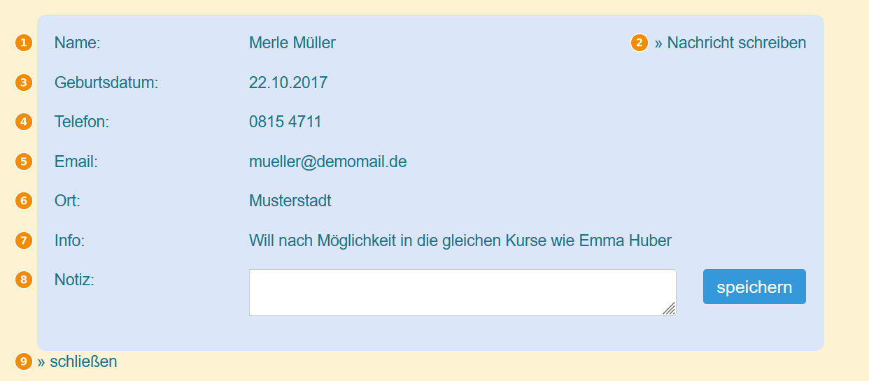 Teilnehmerdetails